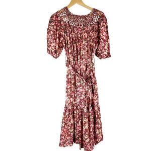 Merlette Andersson Print Woven Midi Dress Terracotta Floral Size XS